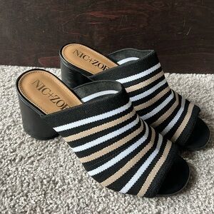 Nic+Zoe Padma Stripe Knit Mule Sandal - Size 7